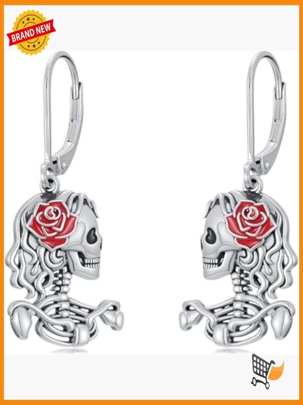 Halloween Cat Bat Pumpkin Skull Skeleton Dangle Earrings 925 Sterling Silver